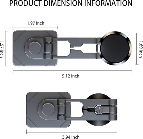 Diadem 360 6 N50 Laptop Magnetic Phone Holder, Rotatable Foldable Car Dashboard Mount with Strong Magnets - Black Metal
