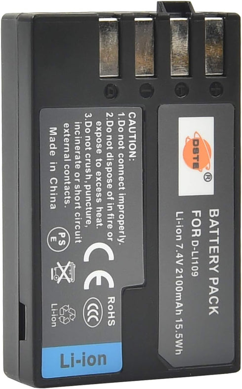 DSTE Replacement for 2X D-Li109 Li-ion Battery Compatible with Pentax K-R K-30 K-50 K-500 KR K30 K50 K500 K-S1 K-S2 K-70