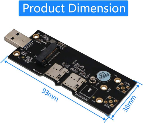 NGFF(M.2) to USB 3.0 Adapter, Dual Nano SIM Card Slot for 3G/4G/5G Module