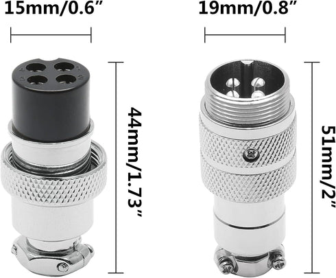 2 Sets Aviation Connector 4P 10A GX20-4 Waterproof Metal Male Female Wire Panel Power Chassis Fittings Connector Aviation Plug Silve