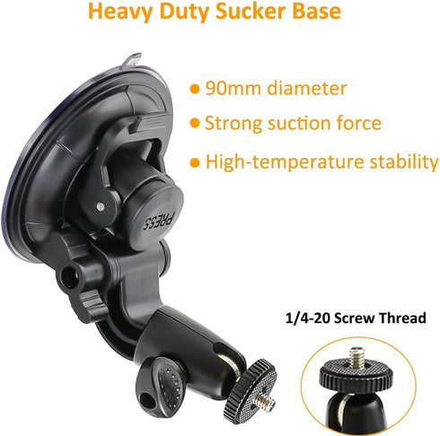 woleyi Windshield Dashboard DSLR Car Mount with Strong Suction Cup for Canon, Nikon, Sony, Olympus, Pentax, HeroFiber