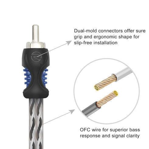 A1M2F 99.99% 1 2 1ft 2 Pack RECOIL Oxygen Free Copper Male to Female RCA Y Adapter Car Audio Splitter Connectors