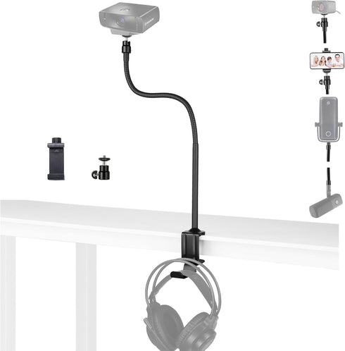 Facecam Pro Webcam Stand - 24-Inch Clamp Mount Holder with Headphone Hook for Elgato Facecam