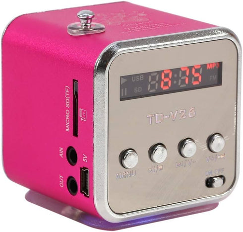 Eboxer Portable Mini Speaker FM Radio Stereo Speaker, Support TF Card, Perfect for Room, Bike, Car (Rose Red)