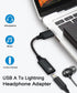 USB A to Lightning Female Audio Adapter, External Sound Card USB-A to Female Lightning Adapter HiFi Audio Headphones Converter Fit with USB A MacBook Computer PC Support Volume Mic Nylon Braided