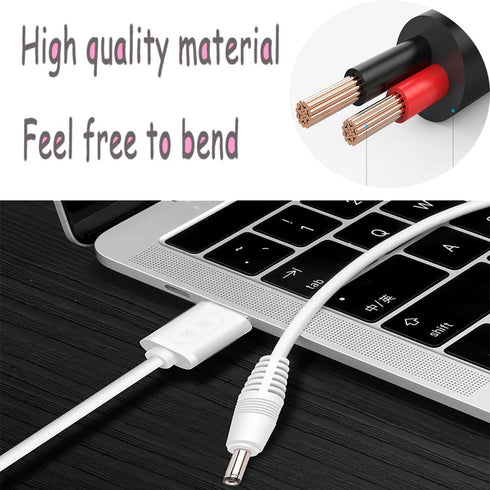 FitTurn 5V DC Power Cord USB to DC 3.5mm x 1.35mm Barrel Jack Adapter Connector Charging Cable Plug (White)