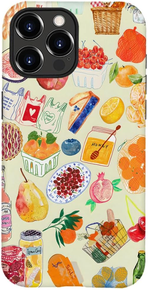 NOWETOO Case for iPhone 16 Pro,Summer Fruit Vegetable Collage Phone Case,Trendy Frosted Silicone