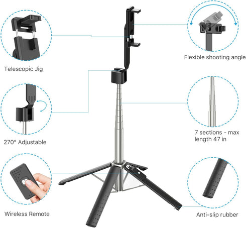 M MYBAT PRO 4 1 MYBAT PRO Selfie Stick Tripod with Remote, in Extendable Portable Bluetooth Selfie Stick & Phone Tripod