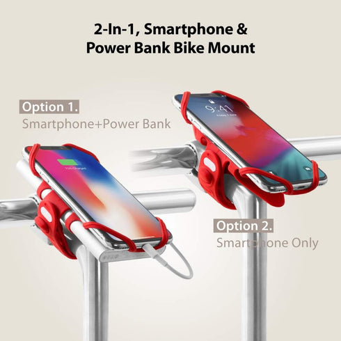BONE Bike Tie Pro Pack 1, Bike Cell Phone + Charger Mount for Stem, Universal Silicone Holder (Red)