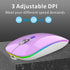 Uiosmuph LED Wireless Mouse, G12 Slim Rechargeable Silent Mouse with USB Receiver and Type C Adapter (Purple)