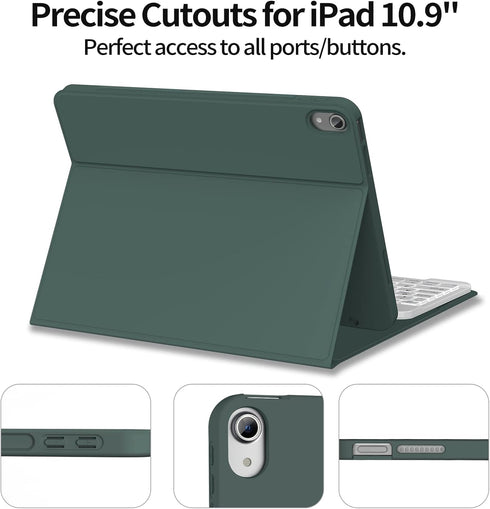 KENKE Keyboard Case for iPad 10th Generation with Pencil Holder, Magnetically Bluetooth Wireless Detachable Folio