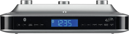 iLive Under Cabinet Music System with Stereo Speakers, FM Radio, USB Port, Bluetooth, Clock and Timer for Kitchen Style