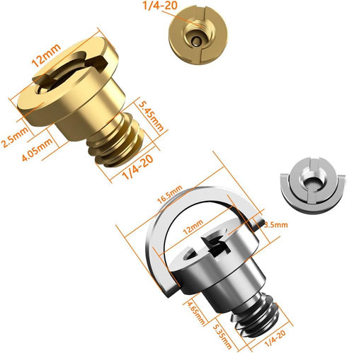 2 Pack Camera Bottom Screw Extender D-Ring Male to Female 1/4 Mount Screws Universal Adapter for Leather Half Case Cover Canon Nikon Sony Pentax Fujifilm Panasonic Olympus Leica Ricoh Tripod