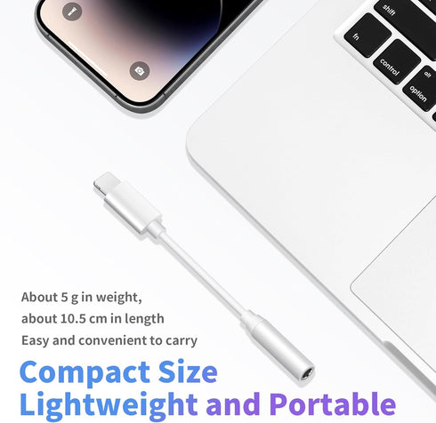 HianDier iPhone Headphone Adapter, Lightning to 3.5mm Adapter for Bluetooth Headphones Compatible with iPhone 14 13 12