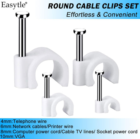 Cable Wire Clips for Cable Management - RG6 RG59 CAT5 CAT6 Electrical Wire Tie Holder (Pack of 400)