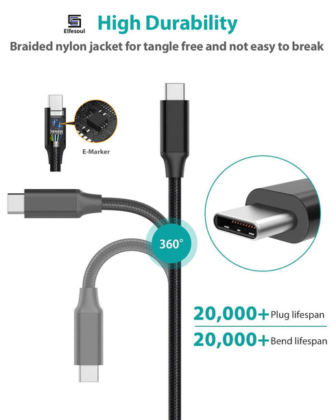 USB C to USB C Cable - 3.2 Gen 2 6.6ft 4K UHD 20Gbps 100W PD Fast Charging Cable for Thunderbolt 3, MacBook Pro, Galaxy