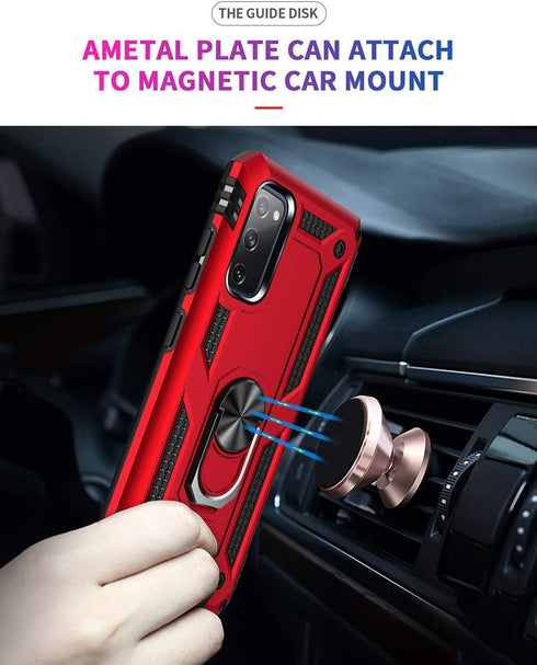 Galaxy S20 FE Case with HD Screen Protector, Military Grade Car Mount Kickstand Hybrid Hard PC Soft TPU Shockproof