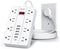 HUNIAN Power Strip with USB, Flat Plug Extension Cord Surge Protector 5 Ft,