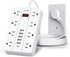 HUNIAN Power Strip with USB, Flat Plug Extension Cord Surge Protector 5 Ft,