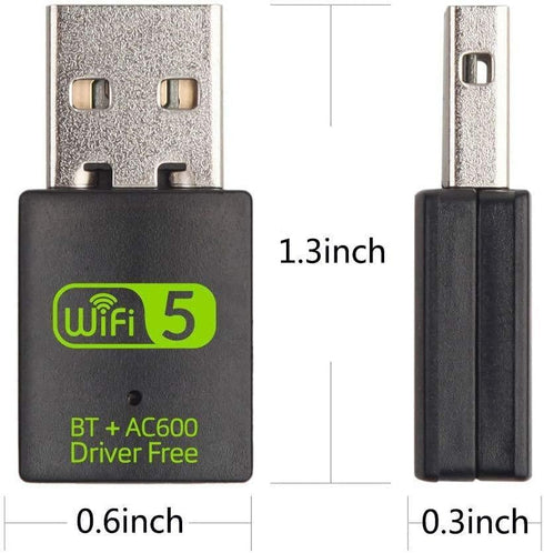 WLAN USB Stick Bluetooth Dongle, 600Mbps Dual Band 2.4GHz/5GHz Wireless Wi-Fi Network Adapter for PC