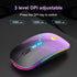 LED Wireless Mouse, Bluetooth & 2.4GHz Connection, Rechargeable Ultra Silent Slim Design, USB-C Adapter (Black-purple)