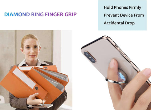 Glitter Bling Bling Phone Ring Holder, Sparkle Phone Ring Grip with Flat Diamond