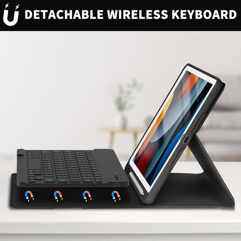 KBCASE Keyboard Case for iPad 9th/8th/7th Generation 2021/2020/2019, Compatible with iPad Air 3/Pro 10.5, Detachable