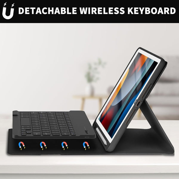 KBCASE Keyboard Case for iPad 9th/8th/7th Generation 2021/2020/2019, Compatible with iPad Air 3/Pro 10.5, Detachable