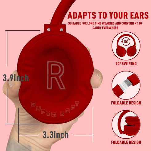 Bluetooth Headphones Over Ear, 68H Playtime Wireless Headset with Microphone, HiFi Stereo Foldable Lightweight Deep