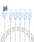 Gigastone 3ft Charging Cable for Apple Lightning Devices, 12W Fast Charge, 5-Pack, White, iPhone & iPad Compatible.