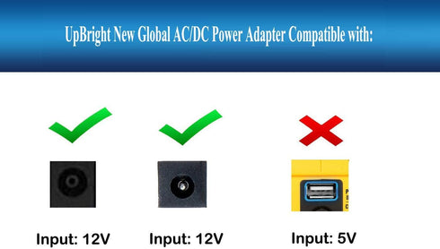 UpBright 12V AC/DC Adapter for Stanley Fatmax SL10LEDS, Lithium-Ion LED Spotlight Flashlight, 12VDC Power Supply