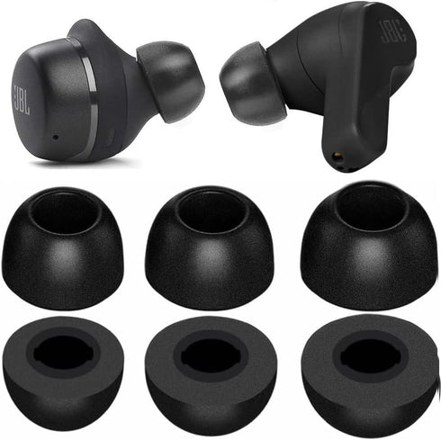 Memory Foam Ear Tips for JBL Tune 230NC TWS Earbuds, Noise Cancelling, 3 Sizes, 3 Pairs, Black - LMS 214