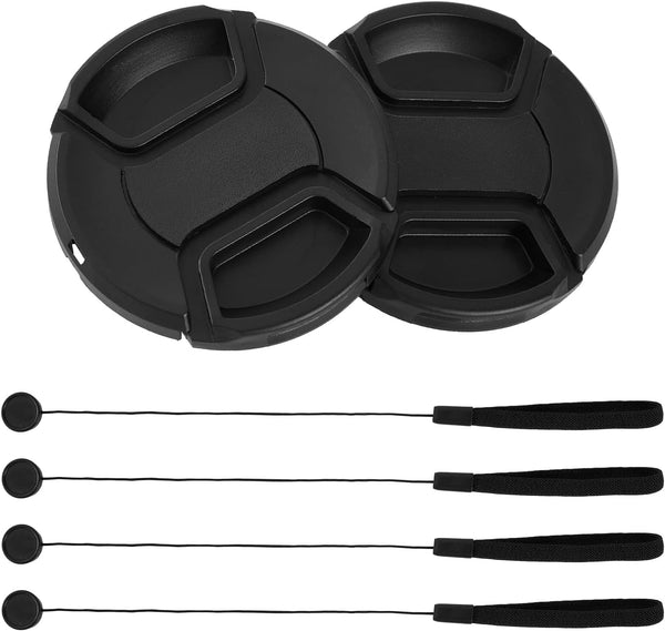 2 Pack 58mm Snap-On Center-Pinch Lens Cap, Compatible with Canon EOS Rebel T7 T6 T5 T100 4000D T8i T7i T6s T6i T5i T4i