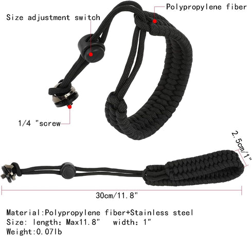 Camera Wrist Strap, Adjustable Nylon Hand Wrist Straps Lanyard with a 1/4" screw, for insta360 selfie stick, GoPro, Nikon Canon Sony Samsung Olympus DSLR cameras, smartphone gimbal stabilizer