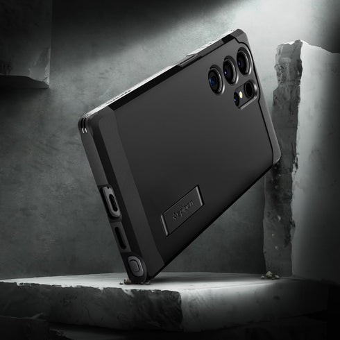 Spigen Tough Armor Case for Galaxy S24 Ultra, Black with Kickstand, Military-Grade Protection for 2024