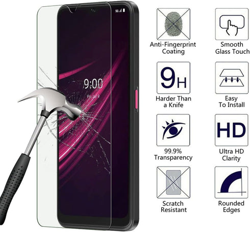 for T-Mobile Revvl V+ 5G Case with 2 Tempered Glass Screen Protectors, Slim Shockproof Butterfly Design