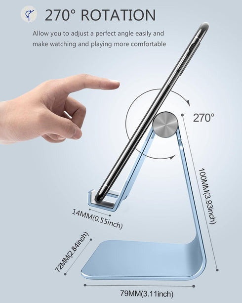CreaDream Adjustable Cell Phone Stand, Aluminum Desktop Holder Compatible with Phone 13/12 Pro Max, All Mobile Phones,