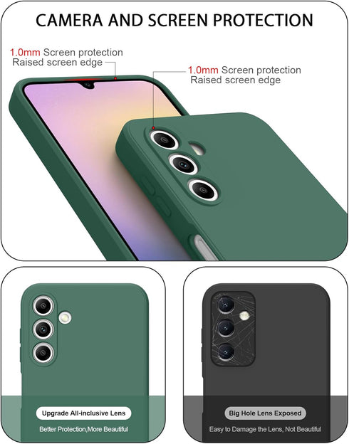AK Samsung Galaxy A25 5G Case, Stylish Slim Liquid Silicone Full-Body Protective Cover, Dark Green