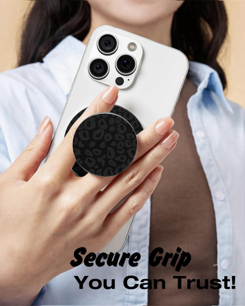 Svanove Magnetic Phone Grip Compatible with Magsafe Phone Grip Holder, Collapsible Cheetah Print Mag Safe Cellphone