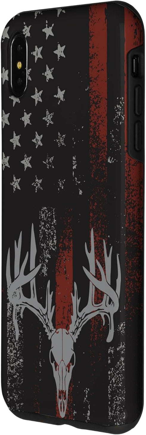 iPhone XS Max American Flag Whitetail Deer Buck Hunting USA FLAG Hunter Case