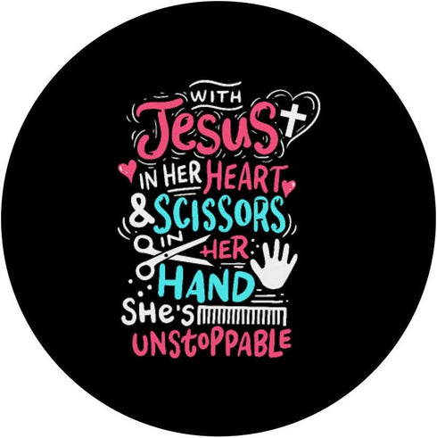 PopSockets PopGrip Hairdresser Hairstylist Jesus Tee Christian Scissors