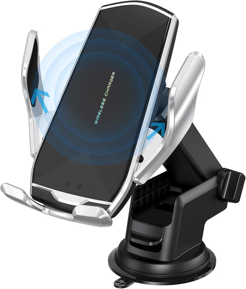 Car Phone Mount, Auto-Clamping Smart Sensor 10W Qi Fast Charging Holder for iPhone 12/12 Pro Max/Samsung S20, 4.7-6.7