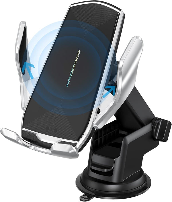 Car Phone Mount, Auto-Clamping Smart Sensor 10W Qi Fast Charging Holder for iPhone 12/12 Pro Max/Samsung S20, 4.7-6.7