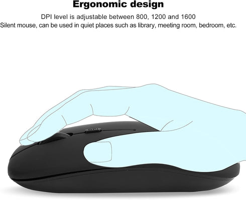 Wireless Mouse, Mouse Black Wireless Bluetooth 5.0 Silent Office Computer Mouse for OS XMiSamsung Laptop Tablets