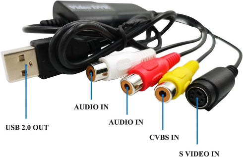 Wiistar USB 2.0 Video Capture Card Device Adapter - VHS to DVD Digital Converter, Support Windows 10/8/7/XP