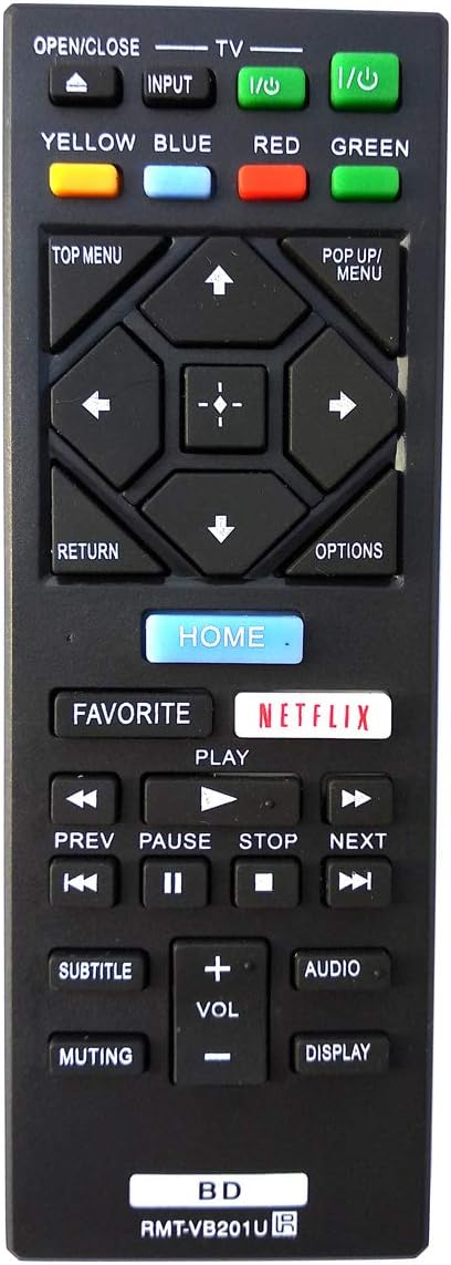 Universal Remote Control Compatible for Sony RMT-VB201U Blu-Ray DVD Player