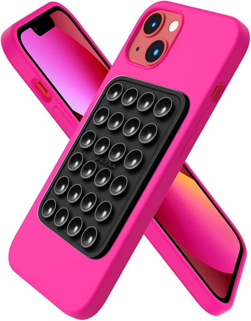 PKYAA Silicone Suction Phone Case Mount, Adhesive Accessory for Smartphones, Hands-Free Mirror Holder, Black