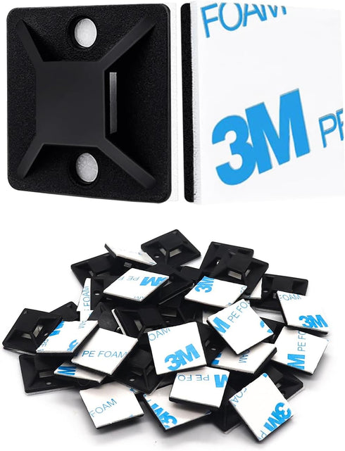 3/4" Zip Tie Mounts, 120PCS Self Adhesive Cable Tie Mounts for Cable Management Indoor Outdoor (Black)