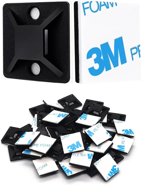 3/4" Zip Tie Mounts, 120PCS Self Adhesive Cable Tie Mounts for Cable Management Indoor Outdoor (Black)