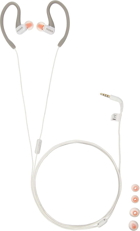 Koss KSC32iGry In-Ear Sport Clip Headphones, In-Line Microphone, Sweat Resistant, Lightweight, Grey